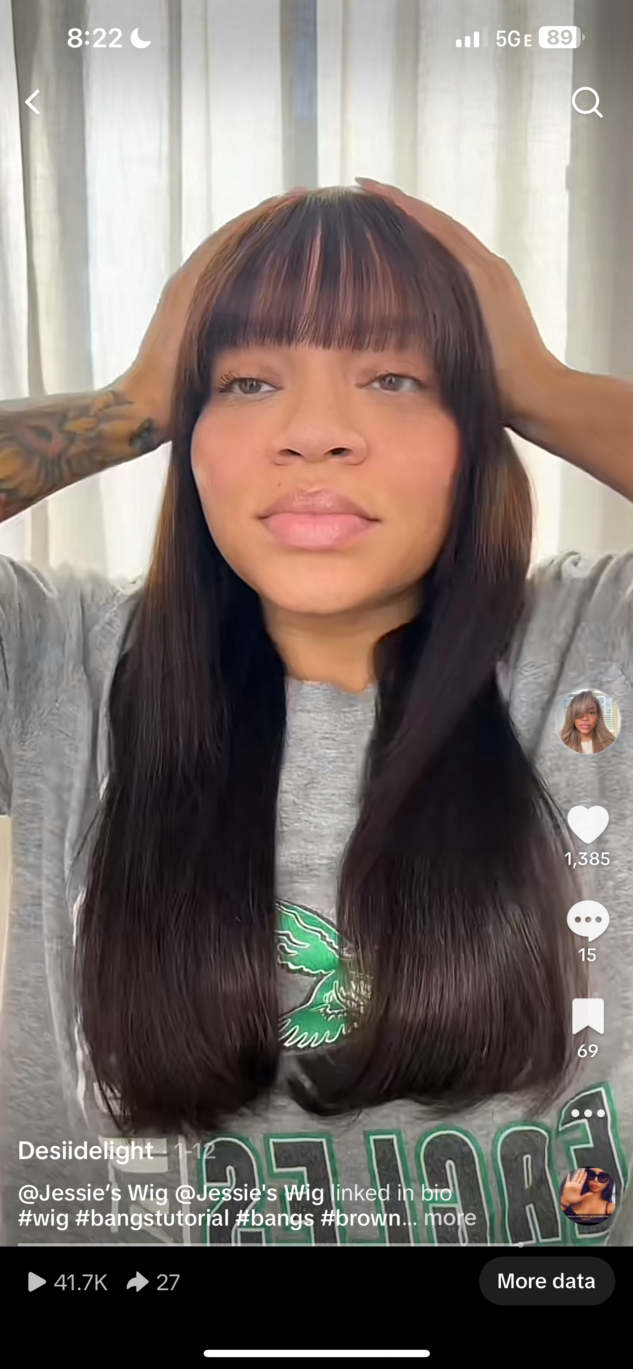 Jessie’s brown bang unit 22inch 13x4 lace frontal
