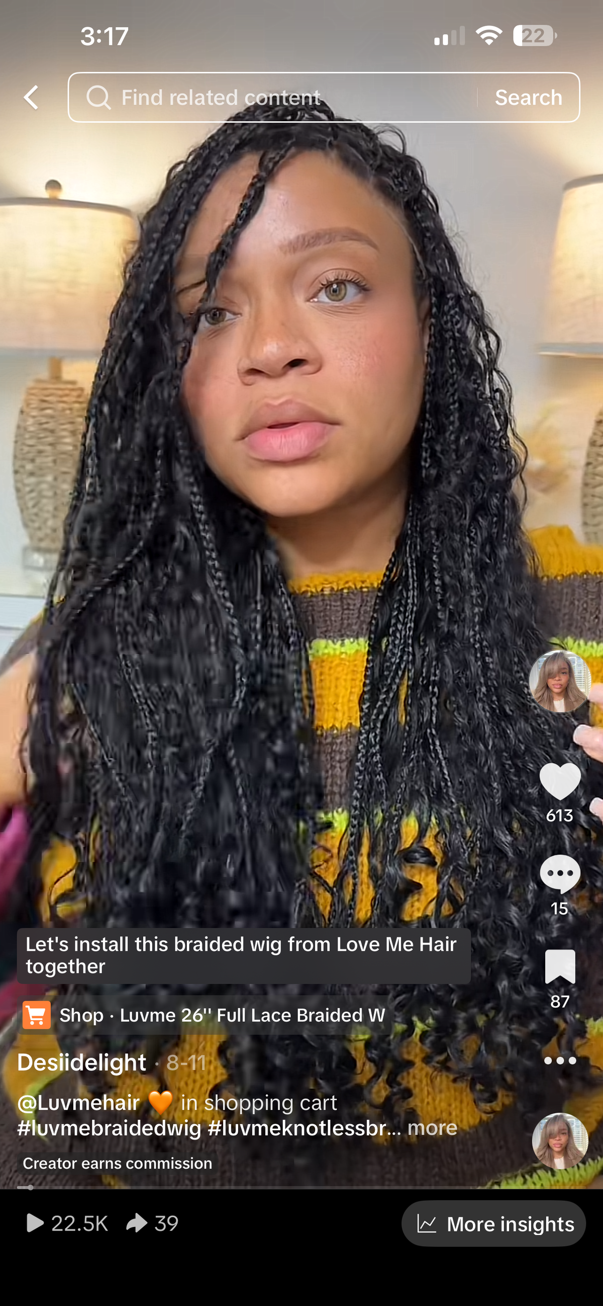 Luv me hair HD full lace knotless braids unit